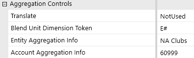 Aggregation Controls settings display with Entity Aggregation Info set to NA Clubs
